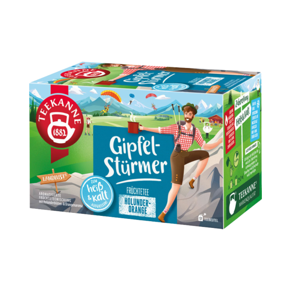 Teekanne Landlust Gipfelstuermer, Fruechteteemischung mit Holunderblueten­ und Orangenaroma, zum heiss und kalt aufgiessen, Teebeutel im Kuvert, 42.5g